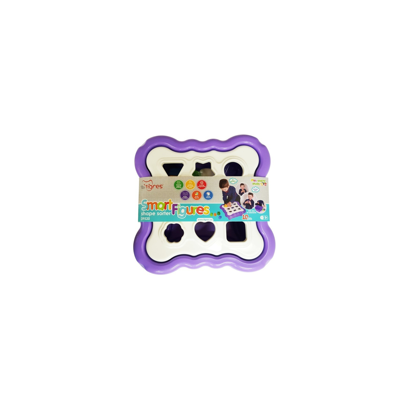 Развивающая игрушка Tigres сортер Умные фигурки 10 элементов (фиолетовый) (39520) изображение 2