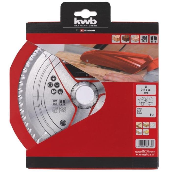 Диск пильный Einhell TCT KWB до торцової пилки, 216х30 мм, 60 зубц (588261) изображение 2