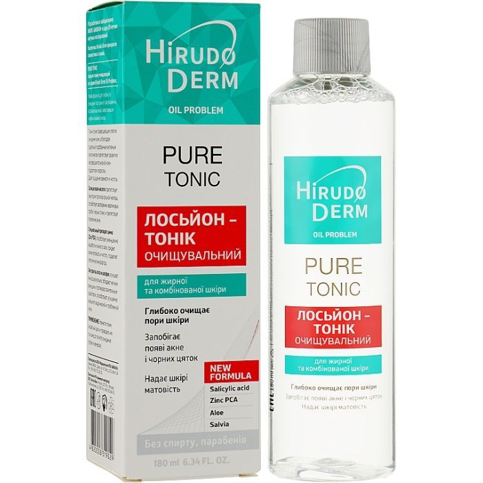 Лосьйон для обличчя Біокон Hirudo Derm Oil Problem Pure Tonic Очищувальний 180 мл (4820008319029) зображення 2