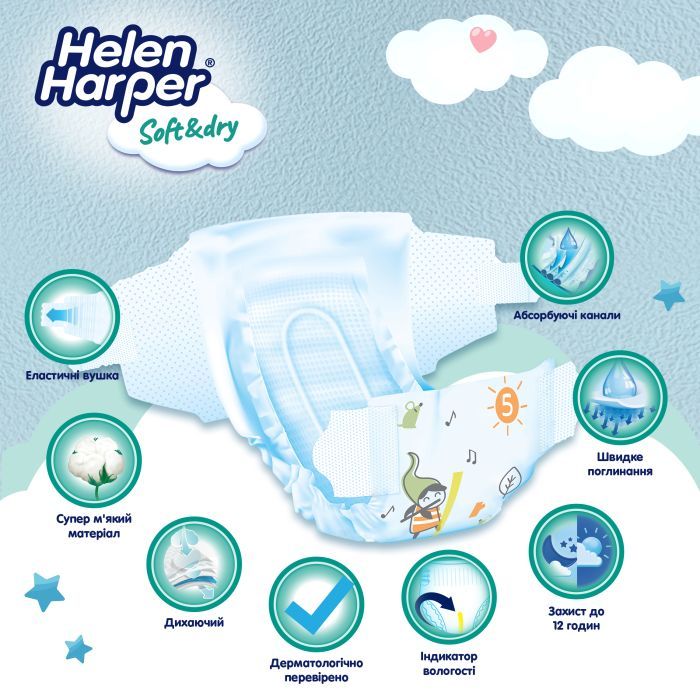 Подгузники Helen Harper Soft&Dry New Junior Размер 5 (11-16 кг) 54 шт (2316779) изображение 2