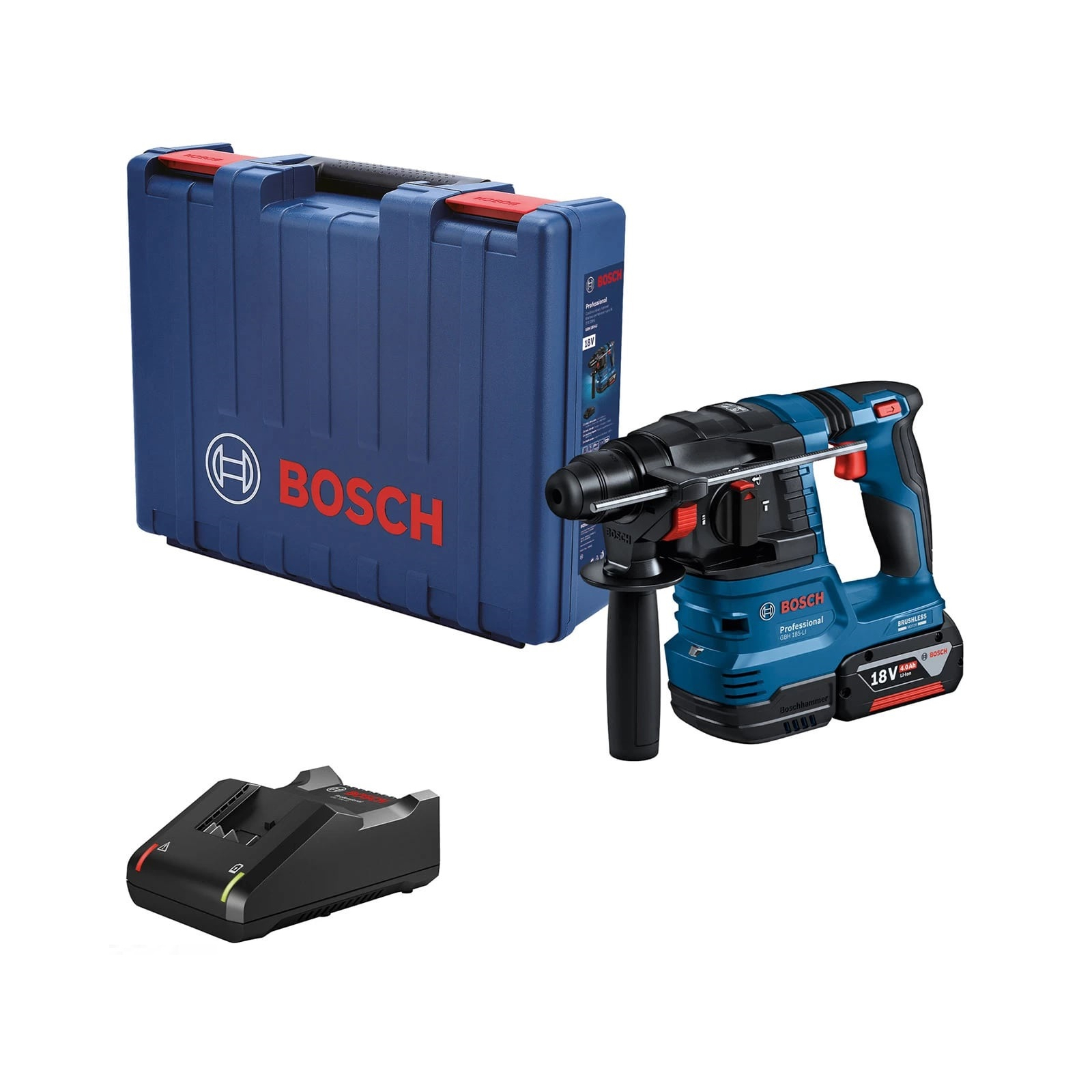 Перфоратор Bosch GBH 185-LI, 18В, SDS-Plus, 1.9Дж, бесщеточный, 1х4.0Ah (0.611.924.022)