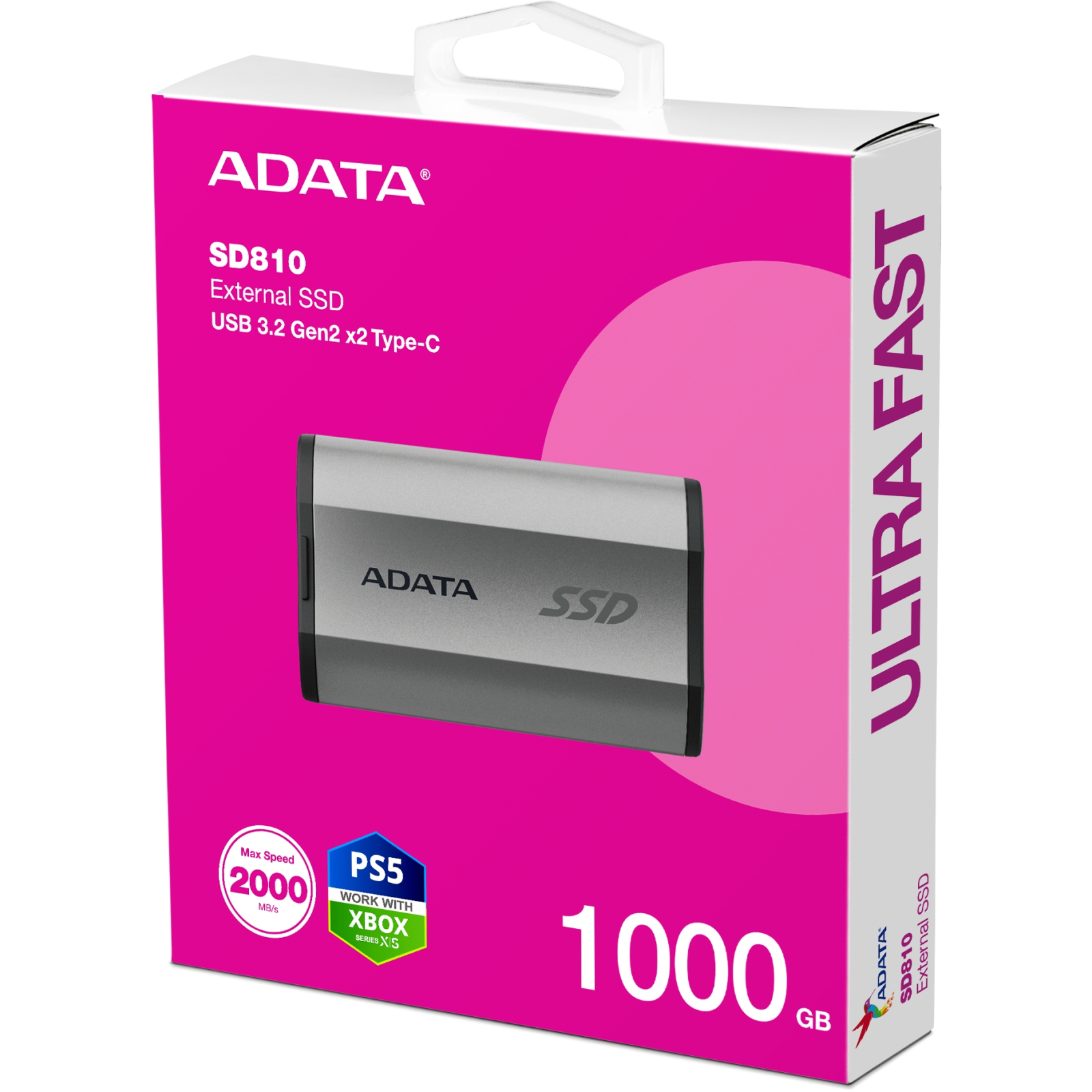 Накопитель SSD USB 3.2 1TB ADATA (SD810-1000G-CBK) изображение 6
