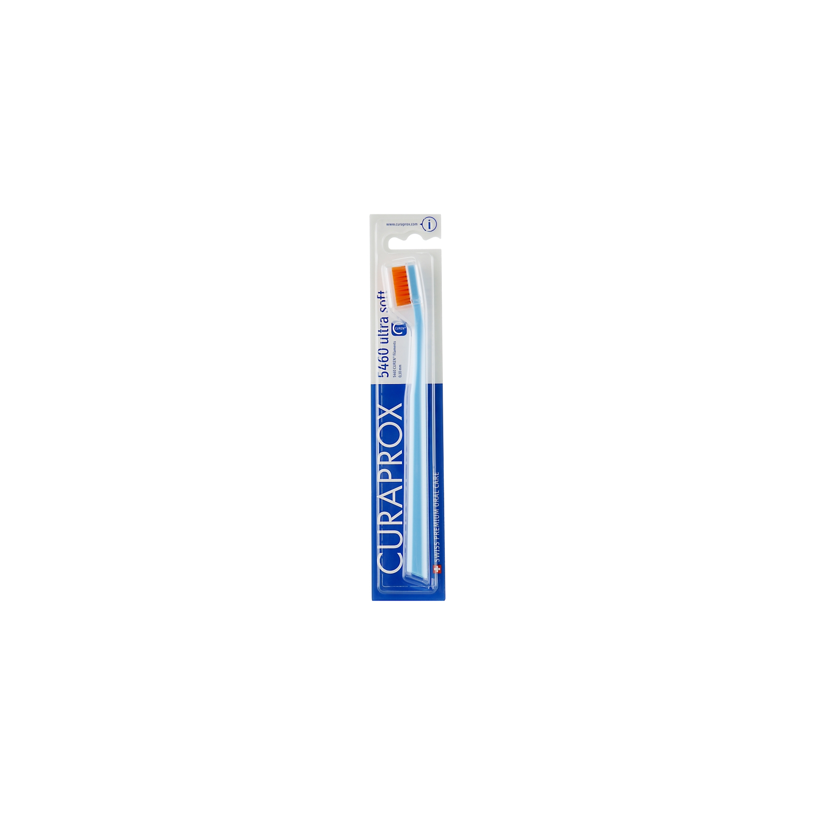 Зубная щетка Curaprox CS 5460 Ultra Soft Ультрамягкая D 0.10 мм Голубая с оранжевой щетиной (CS 5460-20)
