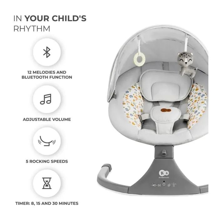 Кресло-качалка Kinderkraft Lumi 2 Light Grey (5902533925018) изображение 9