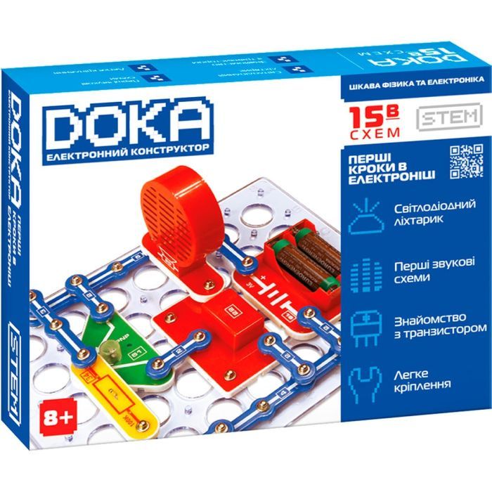 Конструктор DOKA электронный Первые шаги в электронике (Набор В, 15 схем) (D70710)