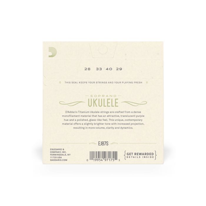 Струны для гитары D'Addario Titanium Ukulele Soprano (EJ87S) изображение 3