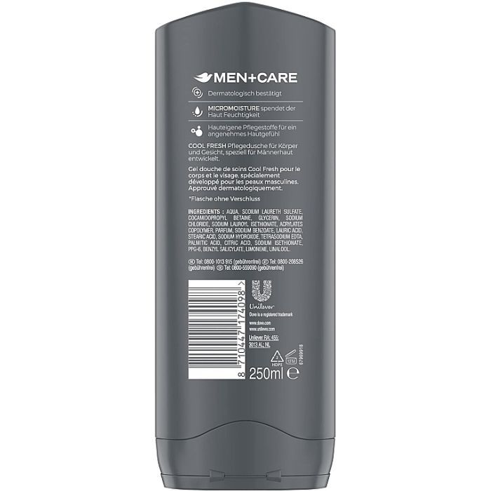 Гель для душа Dove Men+Care Cool Fresh 250 мл (8710908317361) изображение 2