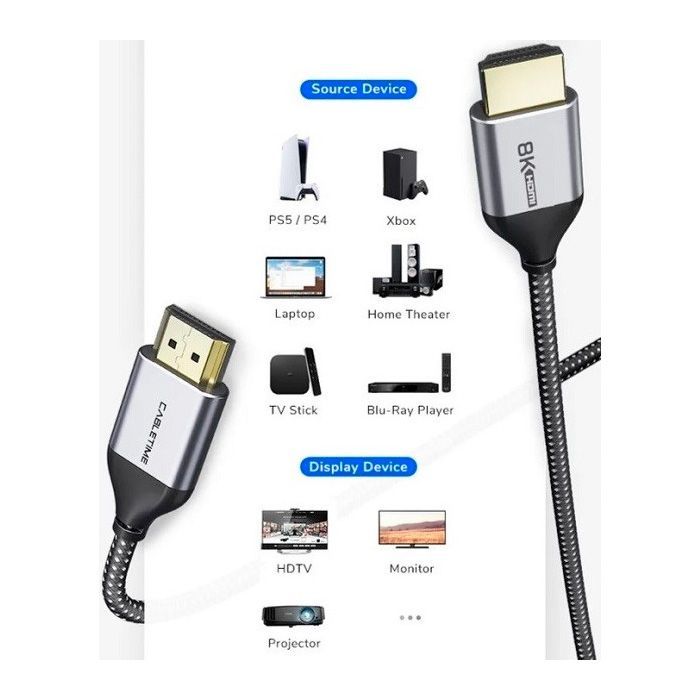 Кабель мультимедійний HDMI to HDMI 2.0m v2.1 Cabletime (CA914654) зображення 4