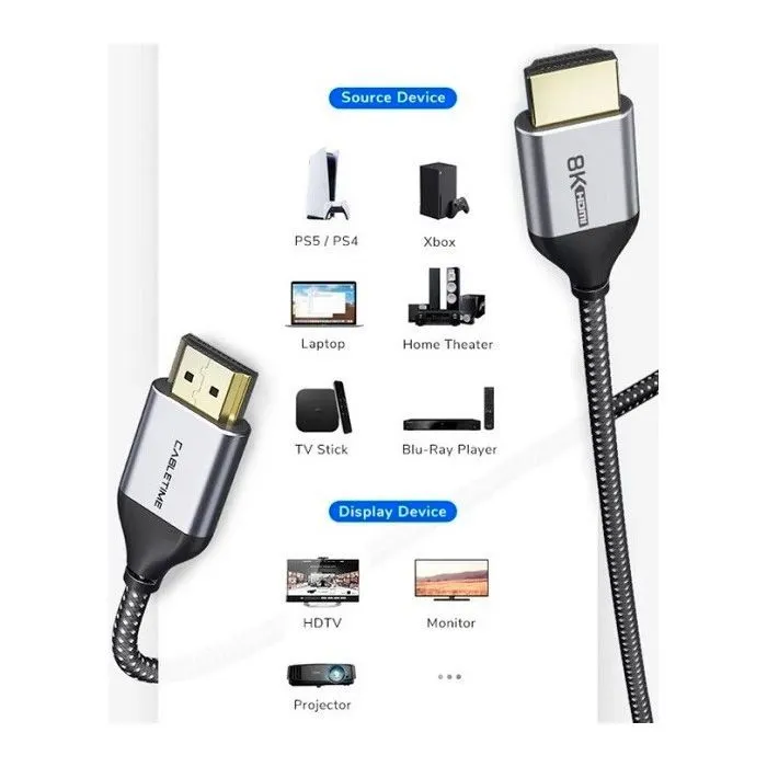 Кабель мультимедийный HDMI M to HDMI M 1.0m V2.1 Cabletime (CA914661) изображение 4