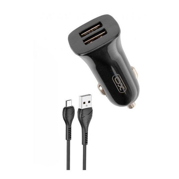 Зарядное устройство XO TZ10 2.4A/2 USB + Micro USB Black (XO-TZ10-MC-BK)