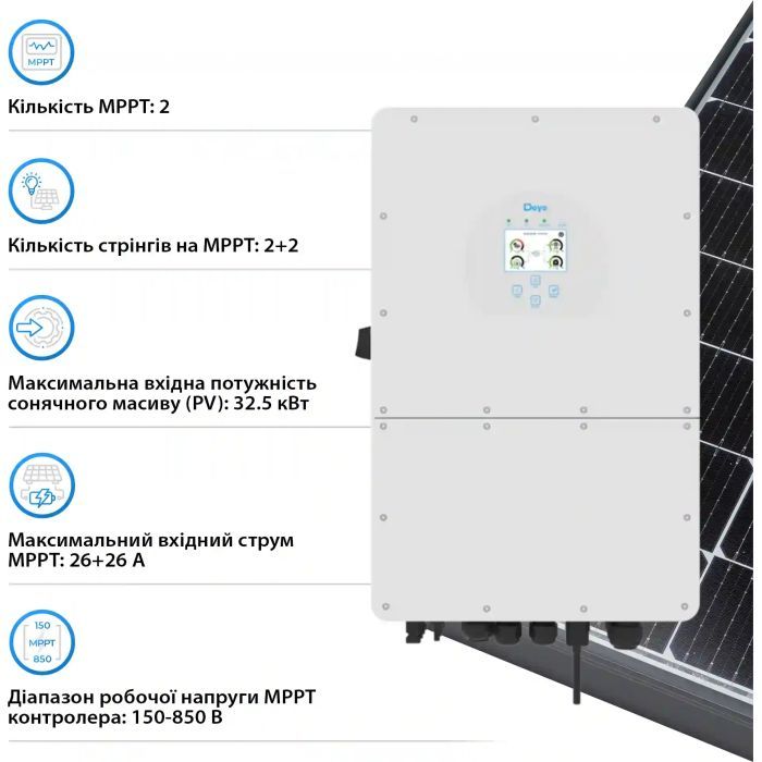 Солнечный инвертор Deye SUN-25K-SG01HP3-EU, 25кВт (SUN-25K-SG01HP3-EU) изображение 4