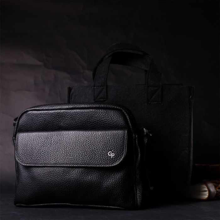 Сумка Grande Pelle Кросс-боди из натуральной кожи Черная (11651) изображение 11