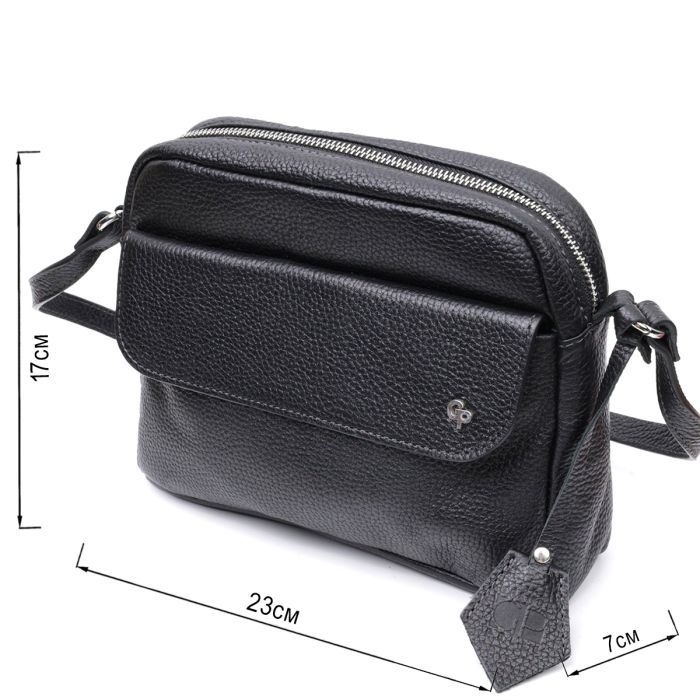 Сумка Grande Pelle Кросс-боди из натуральной кожи Черная (11651) изображение 3