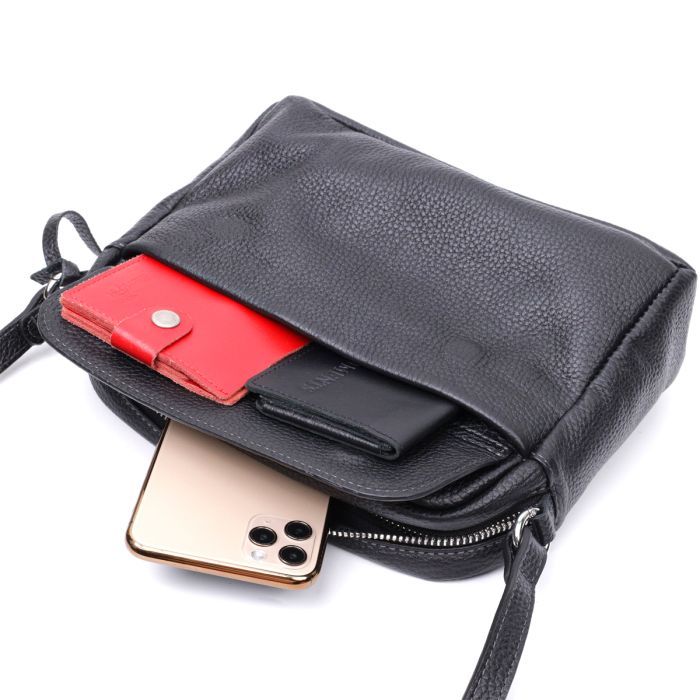 Сумка Grande Pelle Кросс-боди из натуральной кожи Черная (11651) изображение 8