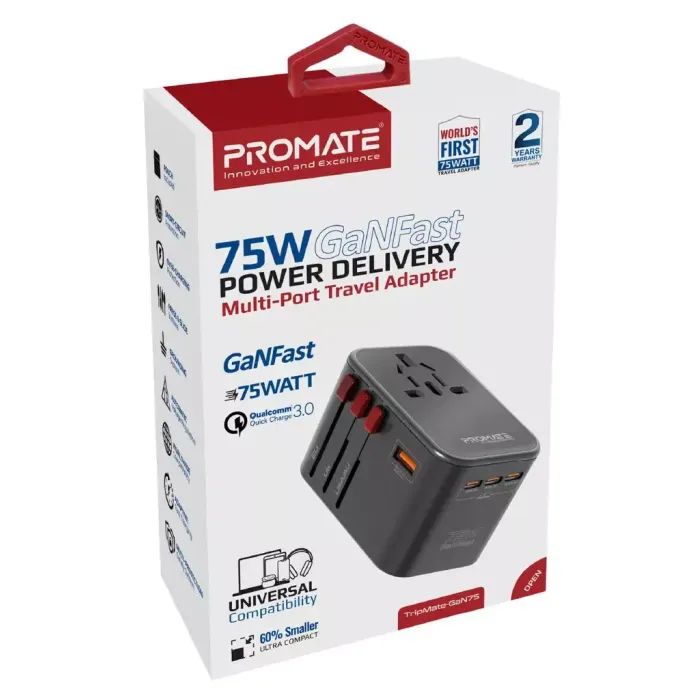 Зарядний пристрій Promate tripmate-gan75 зображення 2
