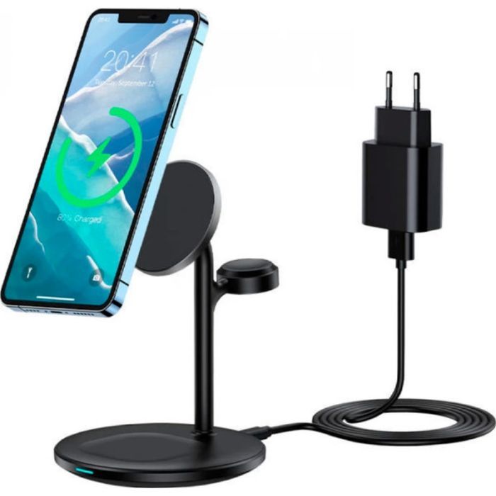 Зарядное устройство Choetech 15W 3-in-1 Magnetic Wireless Fast Charger black (T585-F-101-CCBK) изображение 3
