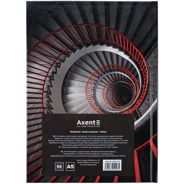 Книга записная Axent R&B Ladder А5, 96 листов, клетка, твердая обложка (8457-6-A) изображение 5