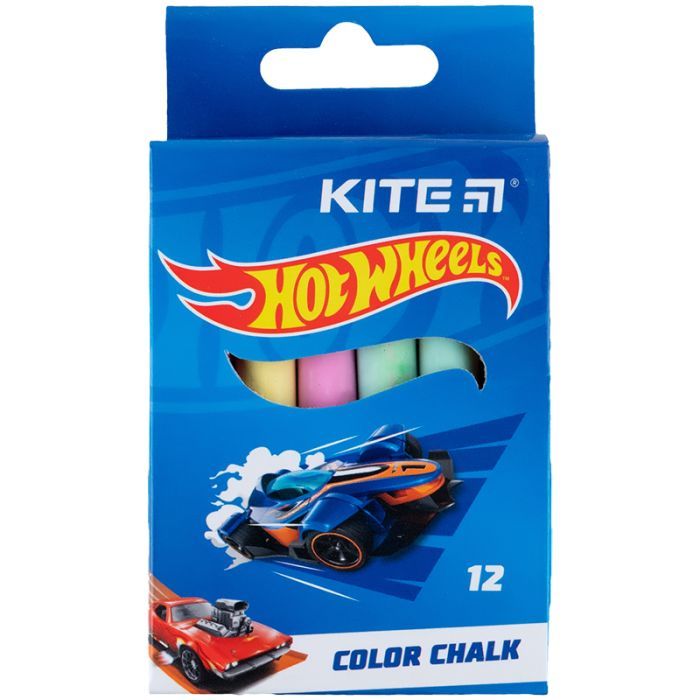Мел Kite цветные Jumbo Hot Wheels, 12 цветов (HW24-075)