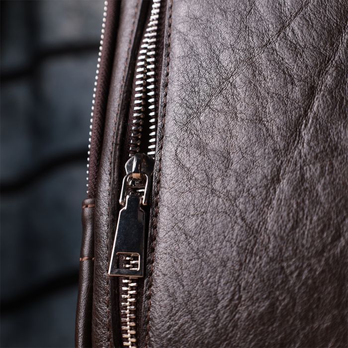 Сумка Grande Pelle Бананка из гладкой натуральной кожи Коричневая (22880) изображение 12