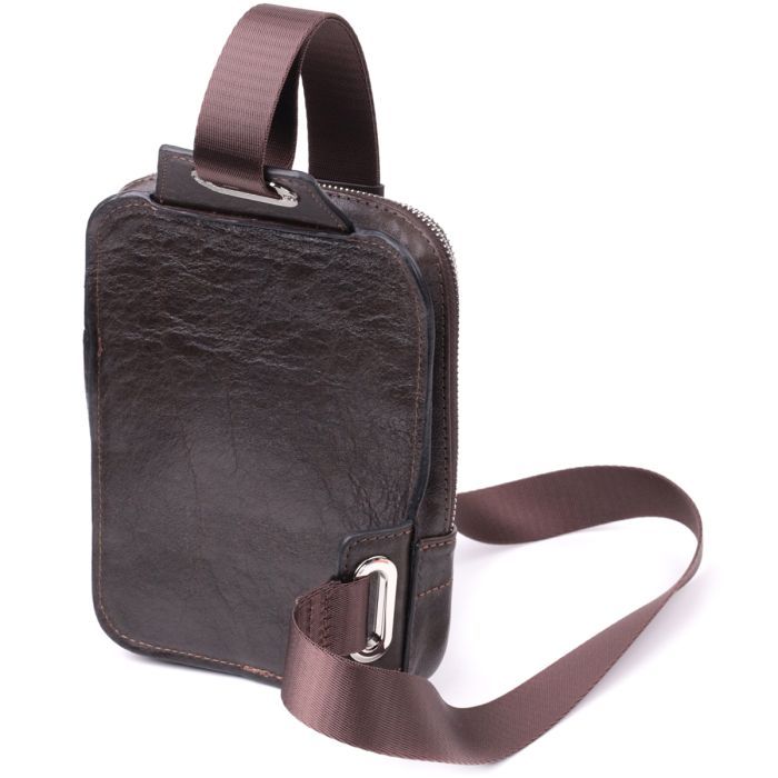 Сумка Grande Pelle Бананка из гладкой натуральной кожи Коричневая (22880) изображение 2