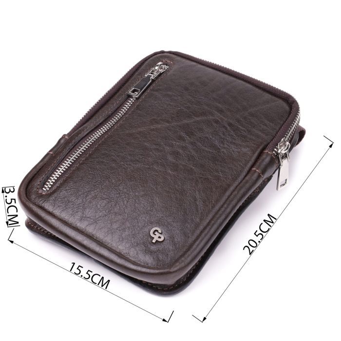 Сумка Grande Pelle Бананка из гладкой натуральной кожи Коричневая (22880) изображение 3