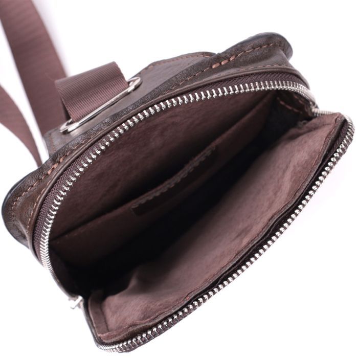 Сумка Grande Pelle Бананка из гладкой натуральной кожи Коричневая (22880) изображение 8