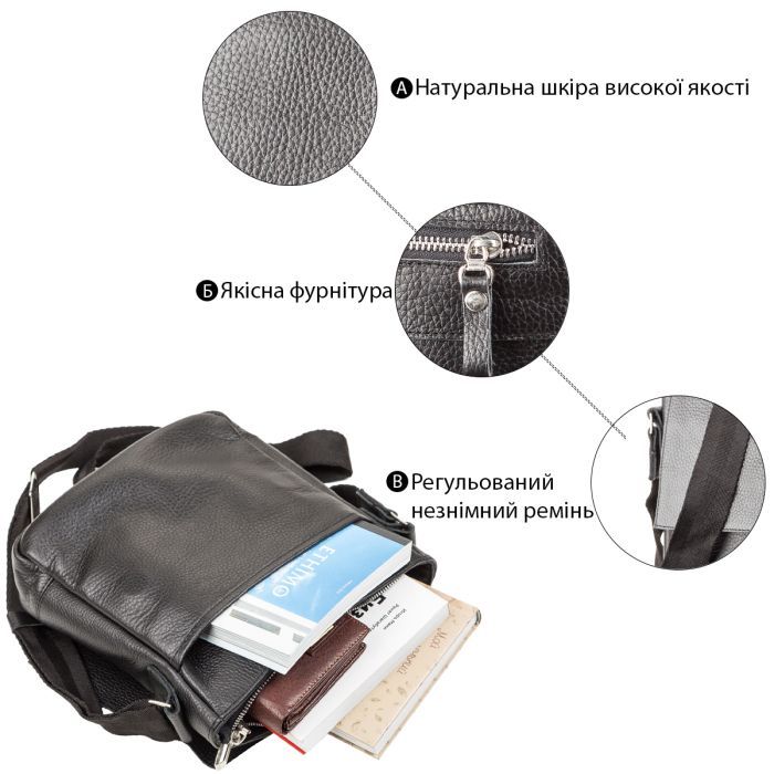 Сумка Shvigel Из натуральной кожи Черная (11081) изображение 4