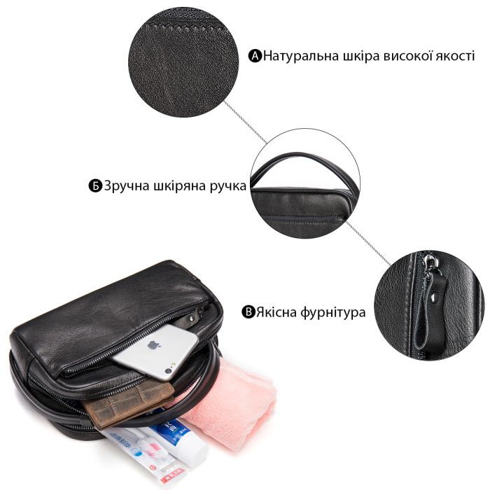 Сумка Vintage Кожаная Черная (20348) изображение 4