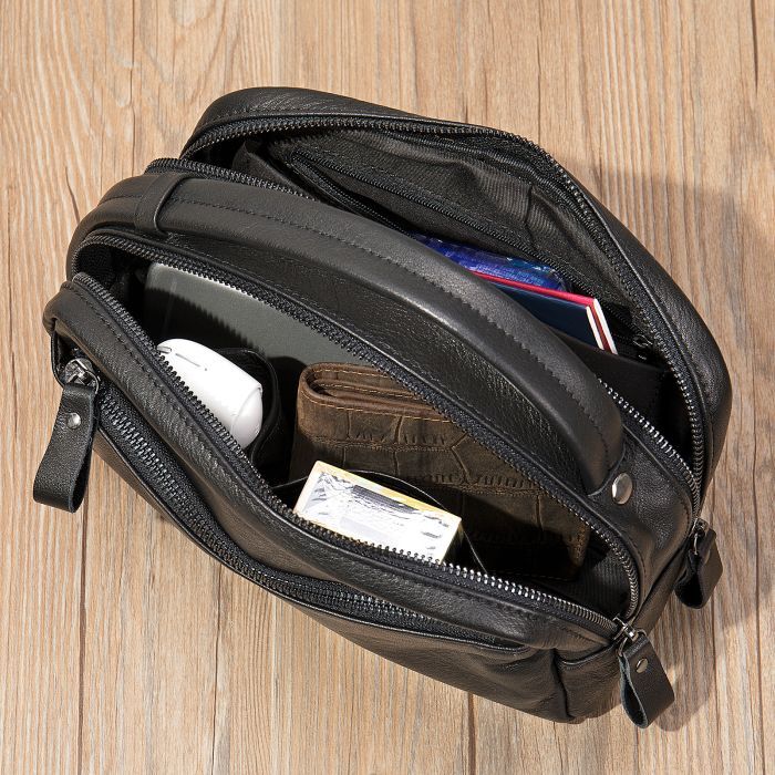 Сумка Vintage Кожаная Черная (20348) изображение 7