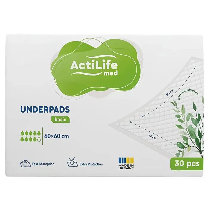 Пеленки для младенцев ActiLife Med Basic 60 х 60, 30 шт (4820174981471)