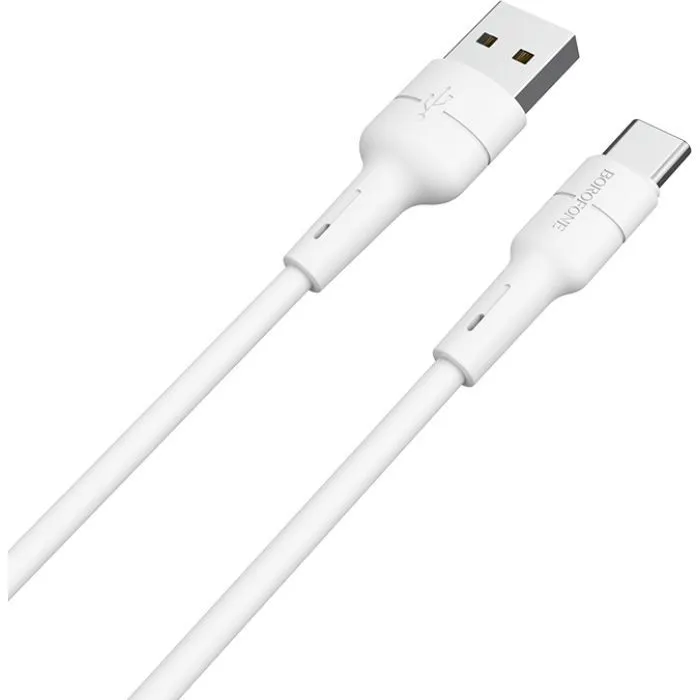Дата кабель USB 2.0 AM to USB-C 1.0m 3A silicone BX30 white BOROFONE (6931474706935) изображение 2
