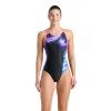Купальник Arena Dreamhline Swimsuit V Back 008328-500 чорний, фіолетовий, бірюзовій 36 (3468337427940)