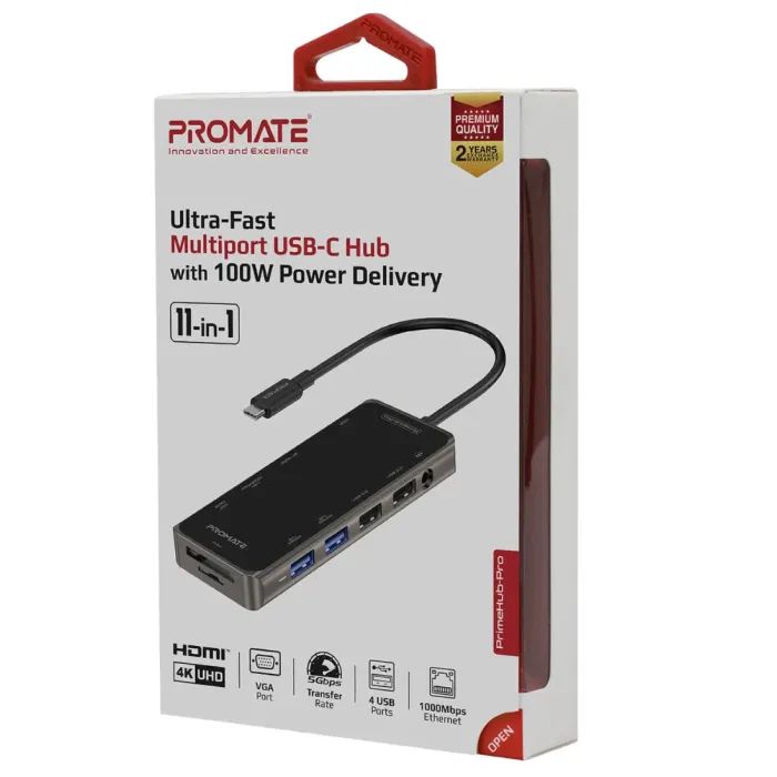 Концентратор Promate USB-C 11-in-1 Promate primehub-pro.grey (primehub-pro.grey) зображення 2