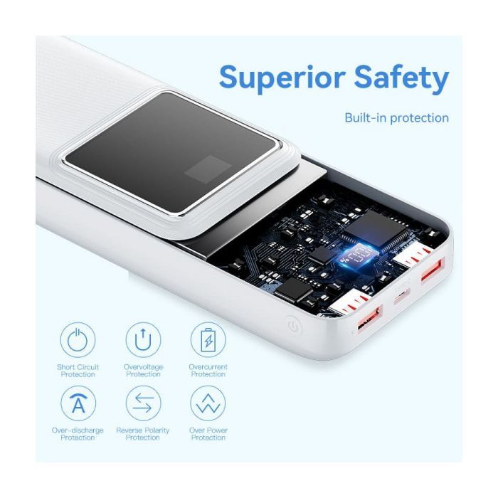 Батарея универсальная Vention 20000mAh 22.5W 3A, PD, QC/3.0, LED Display, White (FHLW0) изображение 7