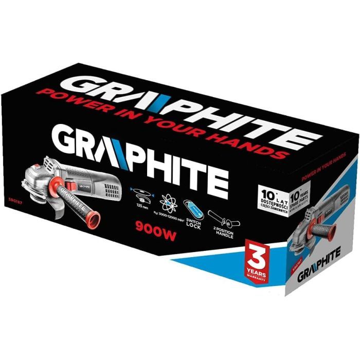 Шлифовальная машина Graphite 125мм, 900W, 12000об/мин, 1.8кг (59G187) изображение 2