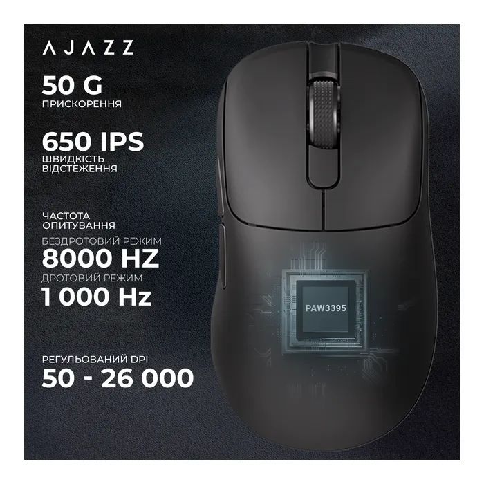 Мышка Ajazz AJ179PRO Wireless/Bluetooth/USB Charging Dock Black (AJ179-PRO-B) изображение 11