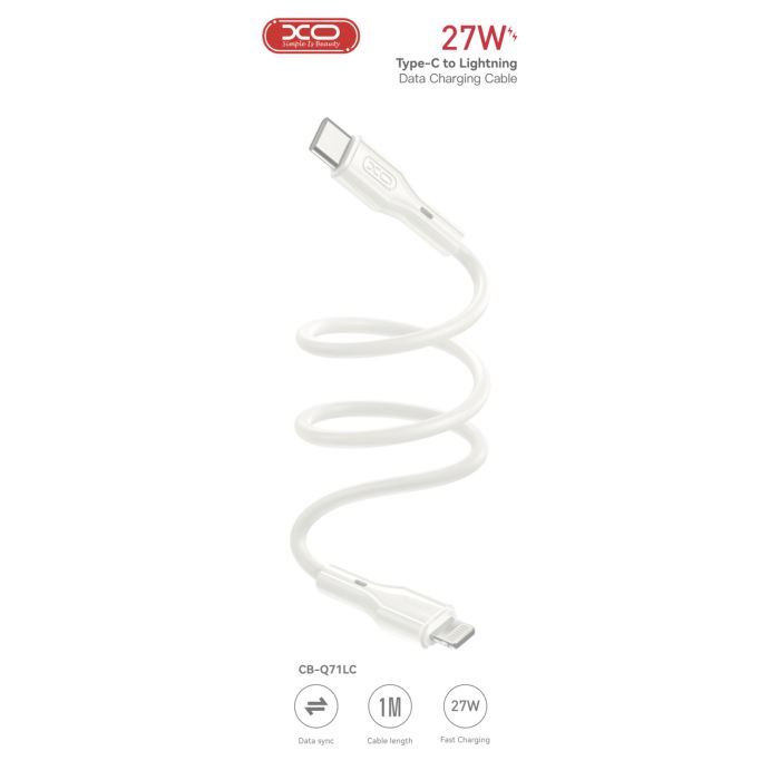 Дата кабель USB-C to Lightning 1.0m 27W XO (CB-Q71LC) зображення 3
