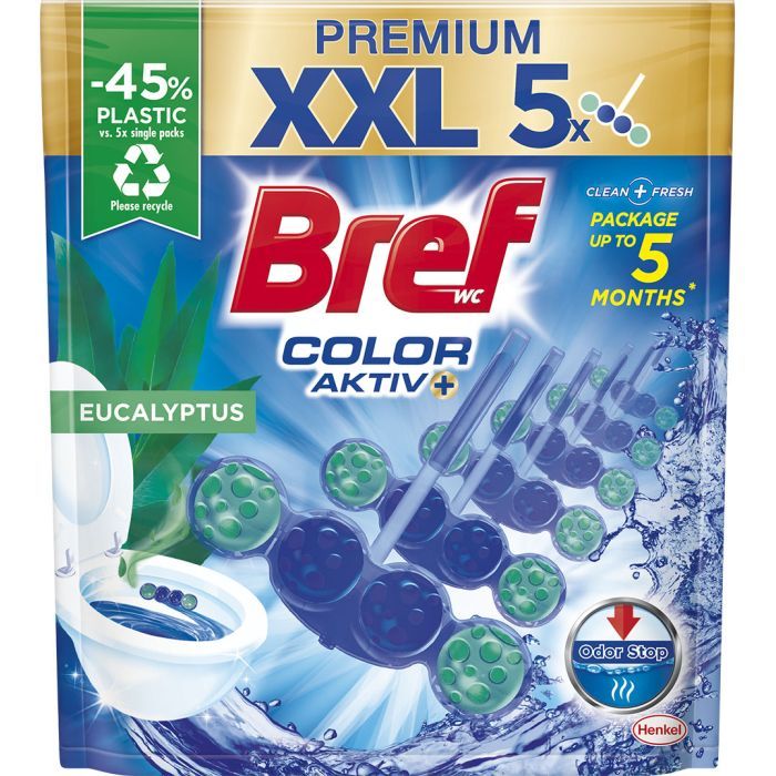 Туалетный блок Bref Цветная вода Эвкалипт 5 х 50 г (9000101592368)