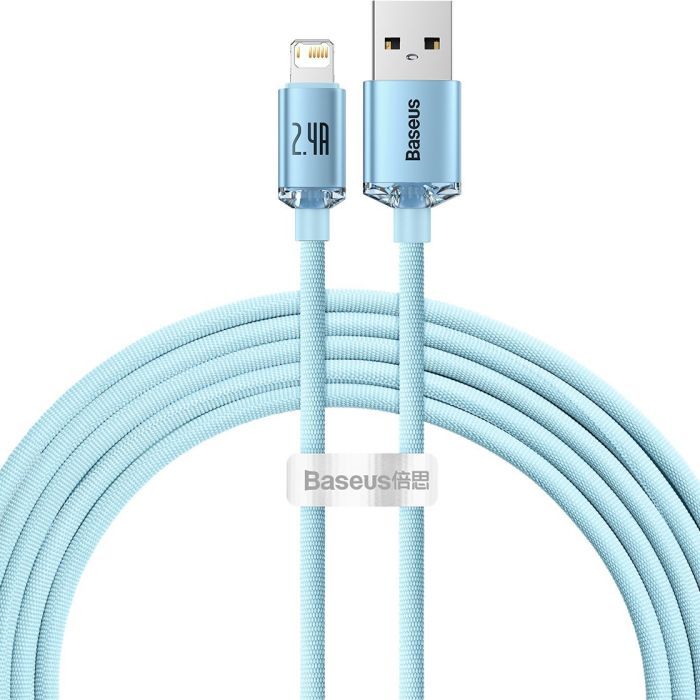 Дата кабель USB 2.0 AM to Lightning 1.2m 2.4A blue Baseus (CAJY000003)