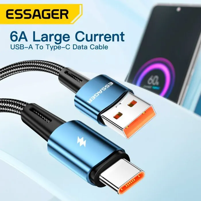 Дата кабель USB 2.0 AM to USB-C 2.0m 120W black Essager (EXC120-CGA01-P) изображение 3