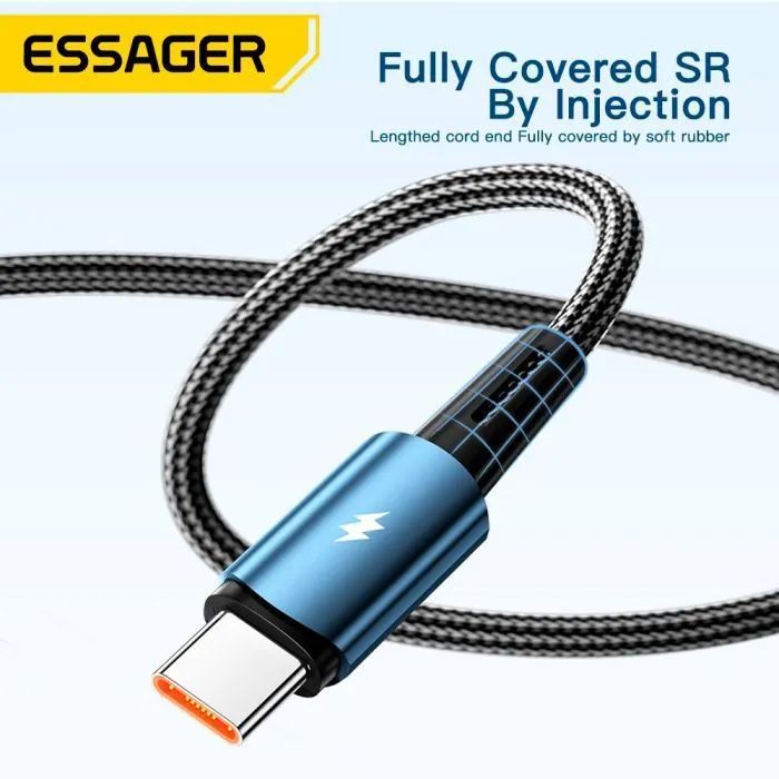Дата кабель USB 2.0 AM to USB-C 2.0m 120W black Essager (EXC120-CGA01-P) изображение 5