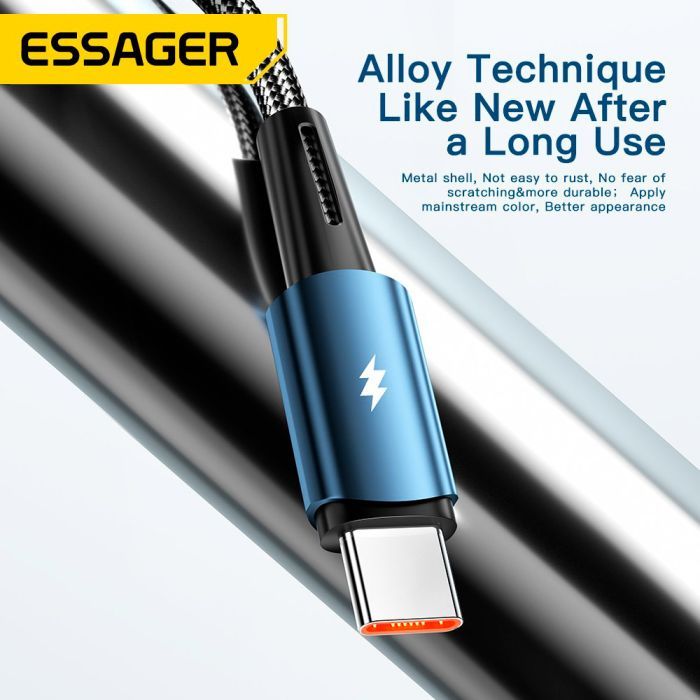 Дата кабель USB 2.0 AM to USB-C 2.0m 120W black Essager (EXC120-CGA01-P) изображение 7