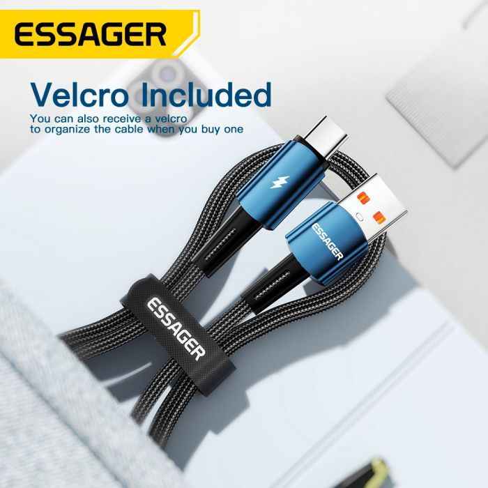 Дата кабель USB 2.0 AM to USB-C 2.0m 120W black Essager (EXC120-CGA01-P) изображение 8