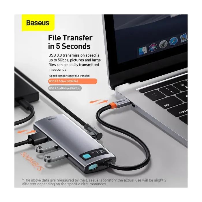 Концентратор Baseus USB-C 6-in-1 (CAHUB-CW0G) изображение 11