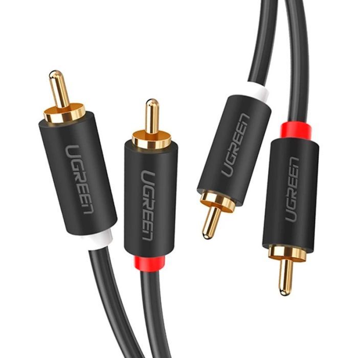 Кабель мультимедійний 2xRCA M to 2xRCA M 3.0m AV104 black Ugreen (10519) зображення 2