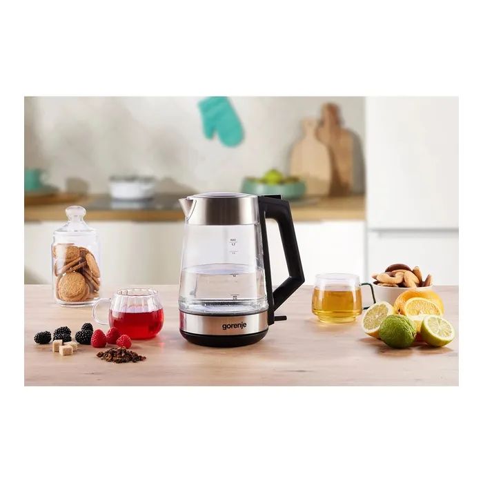 Електрочайник Gorenje 1.7л, 2,200 Вт, strix контроль, скло, нерж (K17OGS) зображення 4