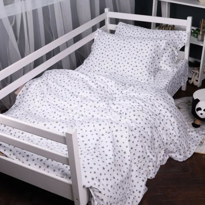 Постельное белье MirSon 016 White Stars Фланель 143х210 полуторный (2200009652103)