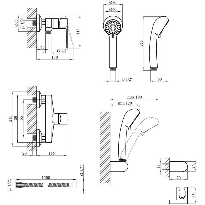 Душевой гарнитур Kroner Eifel-C050 (CV023610) изображение 7