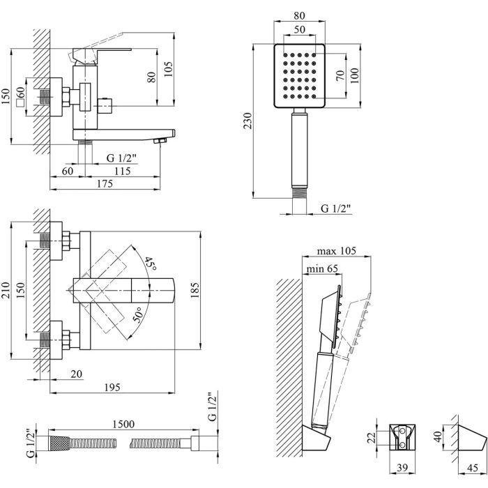 Смеситель Kroner Edelstahl Kubus-ESG010 + змішувач Edelstahl Kubus-ESG060 (CVS30150) изображение 11