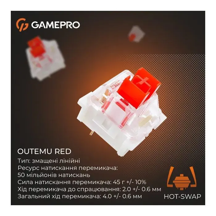 Клавіатура GamePro Genesis Metallic MK144G Outemu Red Switch USB UA Gray (MK144G) зображення 11